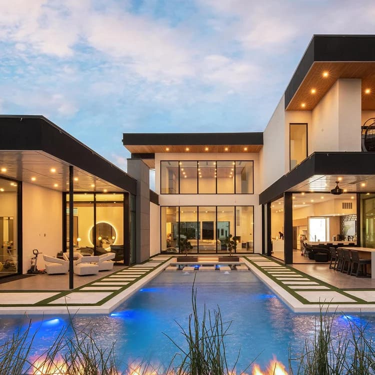 Custom home exterior built by Luxterra Builders